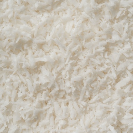 Close-up of shredded coconut flakes